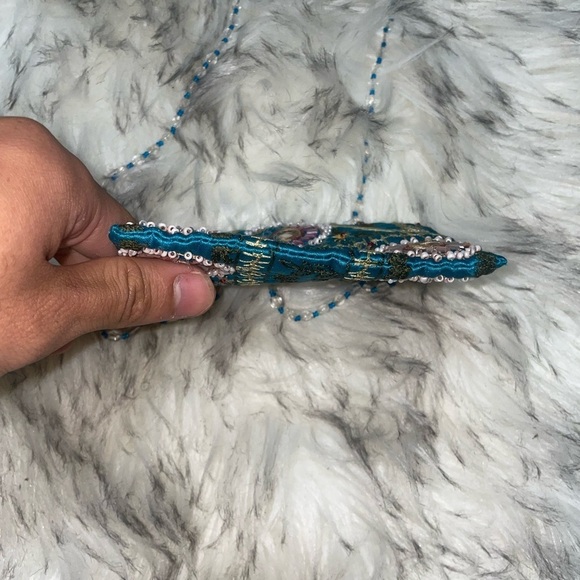 Y2k beaded bag mini beaded bag vintage beaded bag moyna bag Blue travel purse - Picture 7 of 13